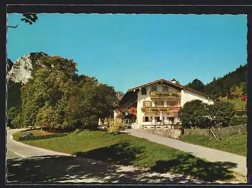 AK Ramsau / Reichenhall, Gasthaus zur Hindenburglinde an der deutschen Alpenstrasse, Bes. Jacob Resch