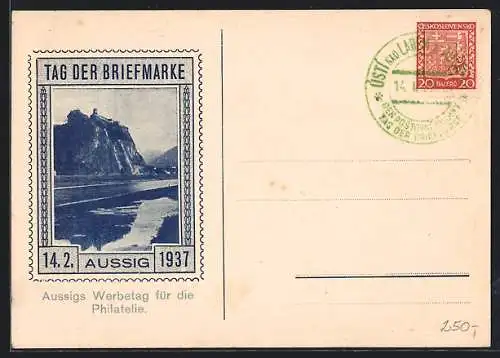 AK Aussig, Tag der Briefmarke 14.2.1937