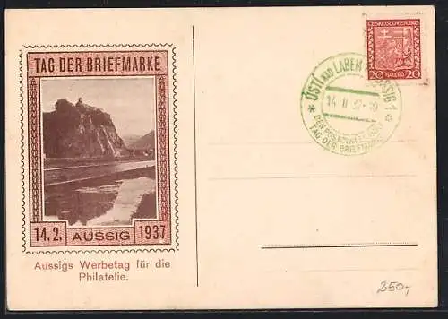 AK Aussig, Tag der Briefmarke 14.2.1937