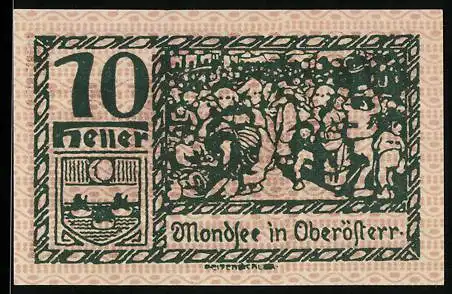 Notgeld Mondsee 1920, 70 Heller, historische Szene und Landschaftsmotiv