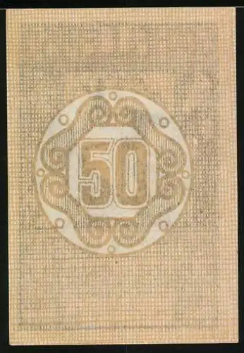 Notgeld Hartheim 1920, 50 Heller, Schloss Hartheim mit Figuren und Ornamenten