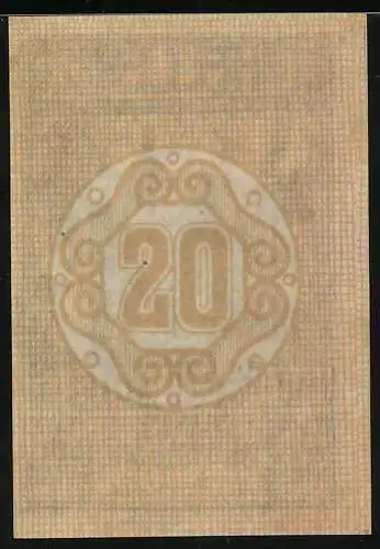 Notgeld Hartheim 1920, 20 Heller, Schlossansicht und allegorische Figuren