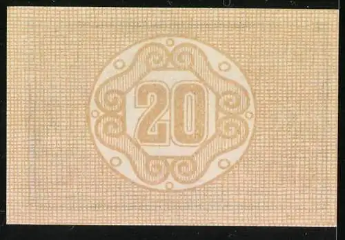 Notgeld Kopfing 1920, 20 Heller, florales Muster und landwirtschaftliche Motive