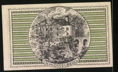 Notgeld Gemeinde Parz 1920, 10 Heller, Landschaft mit Schloss Schlüsselberg