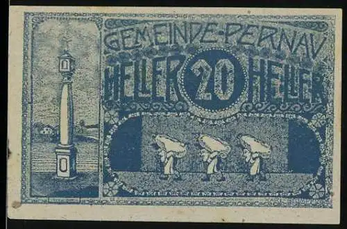 Notgeld Pernau 1921, 20 Heller, Säule und Träger-Motiv