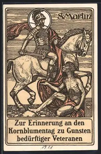 AK Freiburg / Breisgau, Zur Erinnerung an den Kornblumentag, St. Martin teilt seinen Mantel