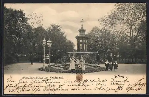 AK Wien, Wetterhäuschen im Stadtpark, Wettersäule