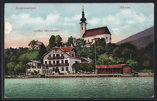 AK Attersee, Salzkammergut, Gasthof Oberndorfer