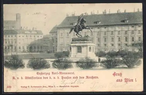 AK Wien, Erzherzog Karl-Monument, K. u. k. Ministerium des k. u. k. Hauses und des Aeussern