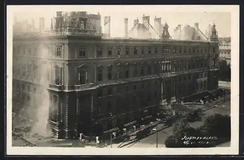 Künstler-AK Wien, Justizpalais 16.12.1927 nach dem Brand