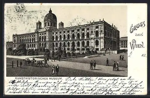 Lithographie Wien, Strassenpartie am Kunsthistorischen Museum