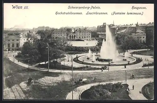 AK Wien, Schwarzenberg-Palais mit Hochstahlbrunnen und Leuchtbrunnen