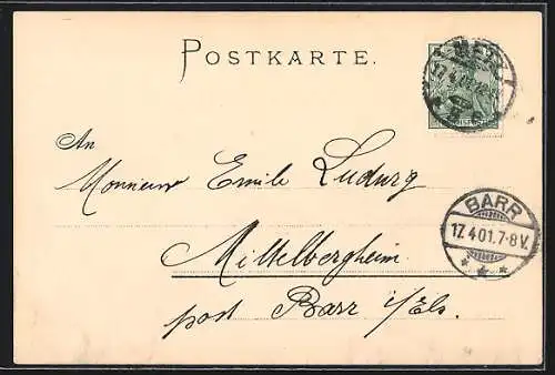 Künstler-AK Metz, Ortspartie mit Mittelbrücke