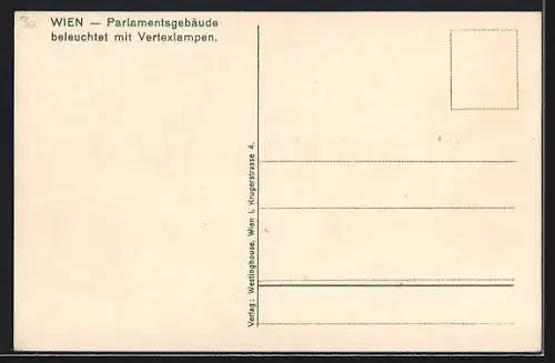 AK Wien, Wien, Blick auf das Parlamentsgebäude, beleuchtet mit Vertexlampen