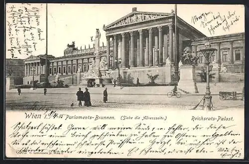 AK Wien, Parlaments-Brunnen und Reichsrats-Palast