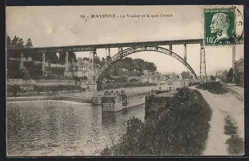 AK Mayenne, Le Viaduc et le quai Carnot