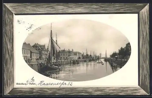 AK Oldenburg / Oldenburg, Partie am Hafen, im Passepartout