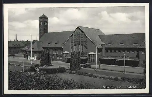AK Oldenburg i. O., Blick auf den Bahnhof