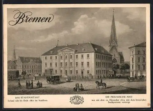 AK Bremen, Briefmarken-Werbeschau 1937, Am Stadtpostamt, Preussisches Stadtpostamt