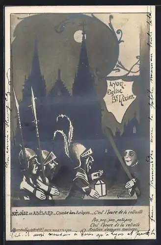 AK Lyon, Eglise St-Nizier, Héloise et Abélard, Spielszene