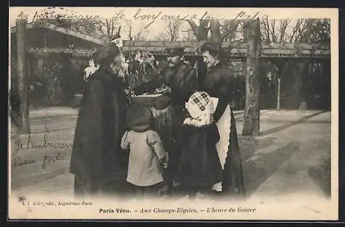 AK Paris, L`Heure du Gouter aux Champs-Elysées, Händler preist seine Waren an