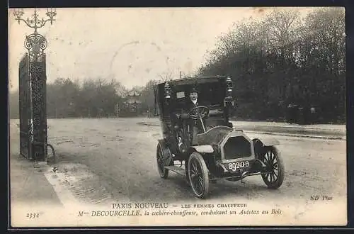 AK Paris, Les Femmes Chauffeur, Mme Decourcelle conduisant un autotax, Taxifahrerin