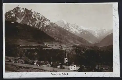 Foto-AK Fritz Gratl: Patsch, Ortsansicht mit Panoramablick ins Tal