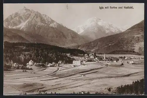 Foto-AK Fritz Gratl: Igls, Gesamtansicht mit Serles und Habicht