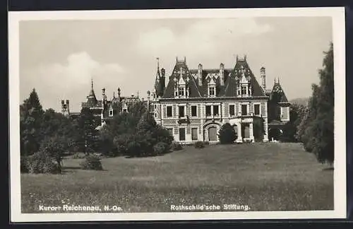 AK Reichenau /N.-Ö., Rothschildsche Stiftung, Gebäude mit Garten