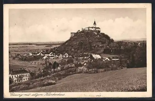 AK Güssing, Ortsansicht mit allgem. Krankenhaus und Burg