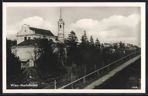 AK Wien, Mariabrunn, Kirche mit Pfad am Hang