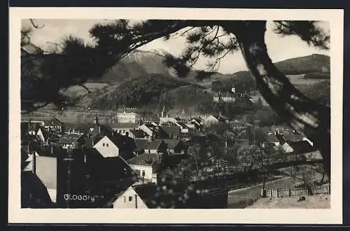 AK Gloggnitz, Teilansicht mit Blick in die Berge