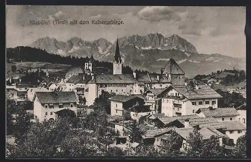 AK Kitzbühel, Gesamtansicht mit Kaisergebirge