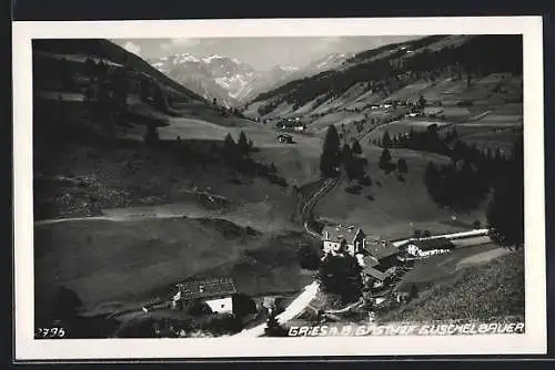 AK Gries am Brenner, Gasthof Guschelbauer mit Umgebung aus der Vogelschau