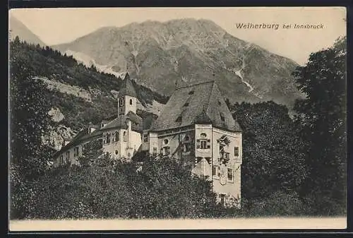 AK Innsbruck, Weiherburg mit Bergpanorama