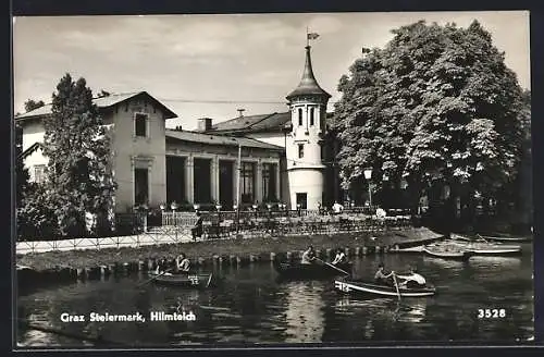 AK Graz /Steiermark, Hilmteich, Gasthaus und Ruderpartie