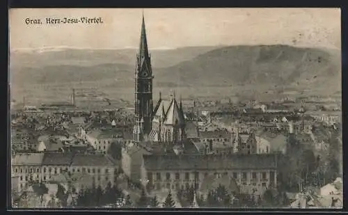 AK Graz, Herz-Jesu-Viertel, Ortsansicht aus der Vogelschau