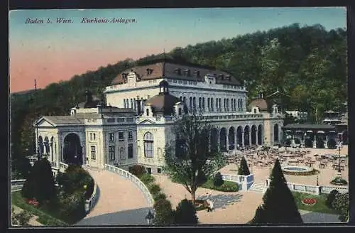 AK Baden bei Wien, Kurhaus-Anlagen aus der Vogelschau