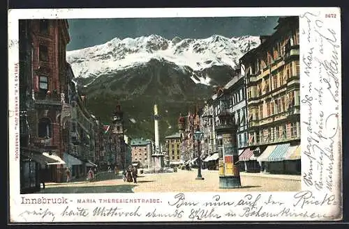 AK Innsbruck, Maria Theresienstrasse, Litfasssäule, Anna-Säule