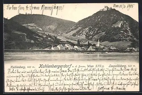 AK Wien, Kahlenbergerdorf, Ortsansicht mit Leopoldsberg