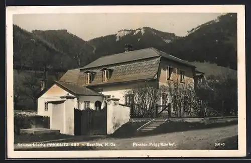 AK Prigglitz /N.-Oe., Pension Prigglitzerhof mit Bergpanorama