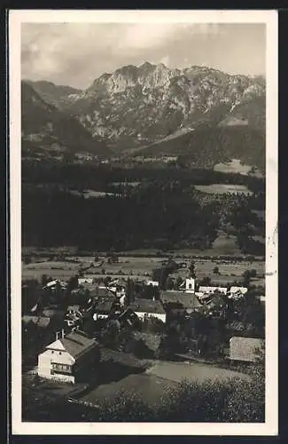 AK Haus im Ennstal, Ortsansicht mit Blick in die Landschaft