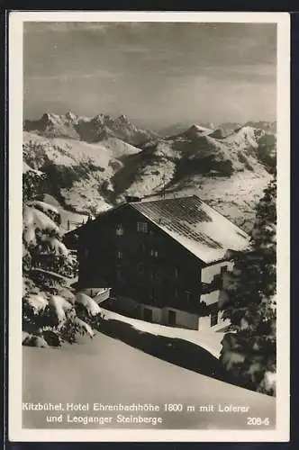 AK Kitzbühel, Hotel Ehrenbachhöhe mit Loferer und Leoganger Steinbergen