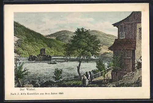 AK St. Nikola a. d. Donau, Wirbel und Ruine, nach J. Alt`s Kunstblatt von 1840