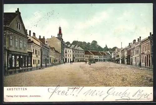 AK Amstetten, Hauptplatz mit Geschäften