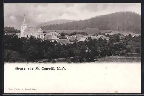 AK St. Oswald /N.-Ö., Ortsansicht mit Umgebung