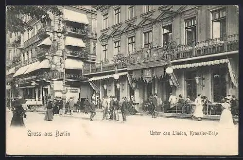 AK Berlin, Unter den Linden, Kranzler-Ecke mit Café Bauer