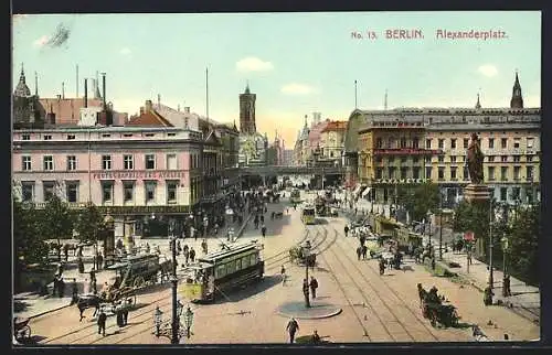 AK Berlin, Alexanderplatz mit Strassenbahn