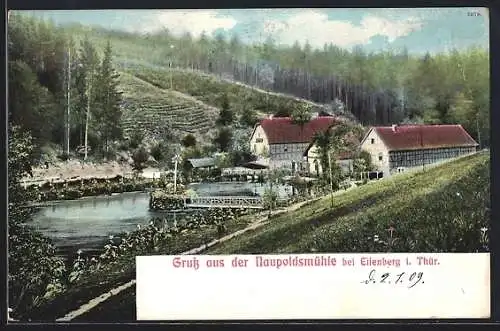 AK Eisenberg / Thür., Partie am Gasthaus Naupoldsmühle