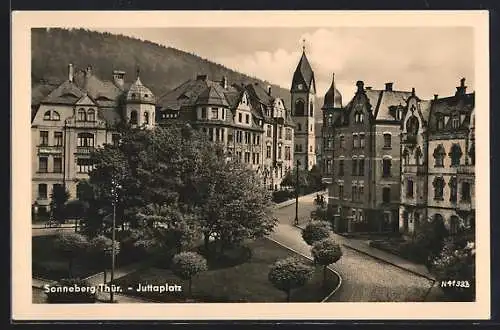 AK Sonneberg i. Thür., Stadtvillen am Rand des Juttaplatz